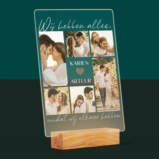 Fotocollage: Wij Hebben Alles, Omdat Wij Elkaar Hebben - Afdruk Op Acrylglas (Verticaal)