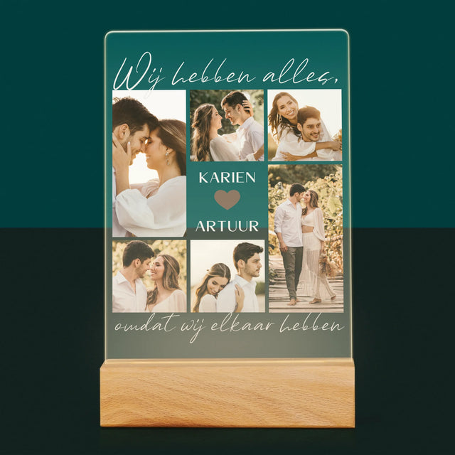 Fotocollage: Wij Hebben Alles, Omdat Wij Elkaar Hebben - Afdruk Op Acrylglas (Verticaal)