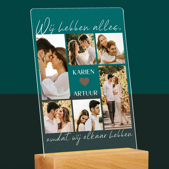 Fotocollage: Wij Hebben Alles, Omdat Wij Elkaar Hebben - Afdruk Op Acrylglas (Verticaal)