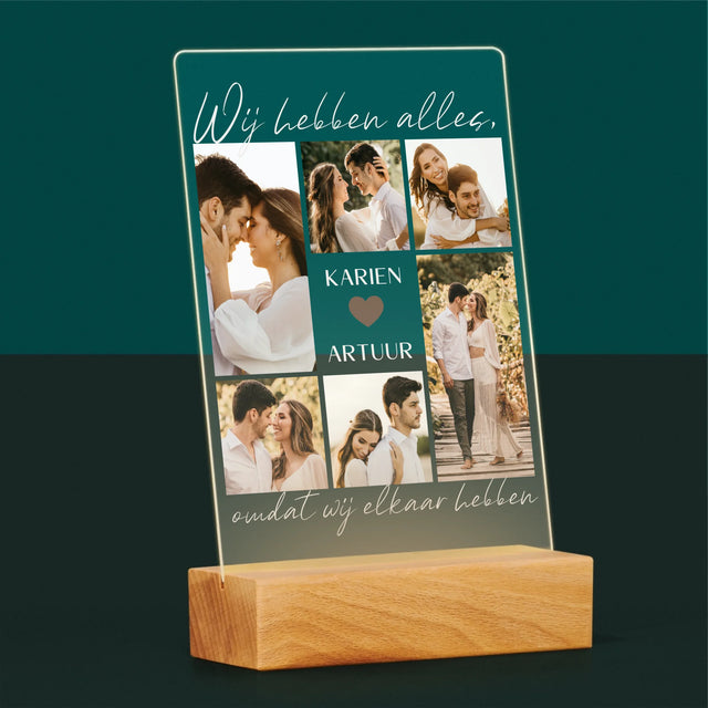 Fotocollage: Wij Hebben Alles, Omdat Wij Elkaar Hebben - Afdruk Op Acrylglas (Verticaal)