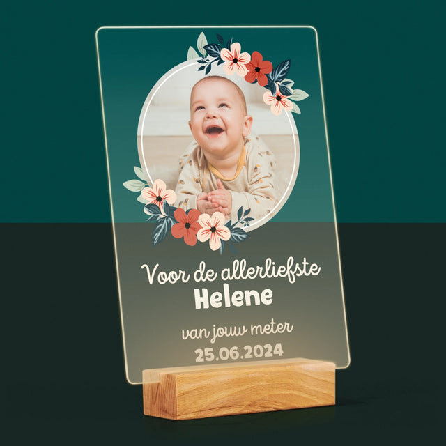 Foto En Handtekening: Voor Petekind - Afdruk Op Acrylglas (Verticaal)