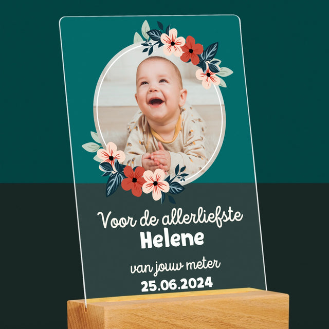 Foto En Handtekening: Voor Petekind - Afdruk Op Acrylglas (Verticaal)