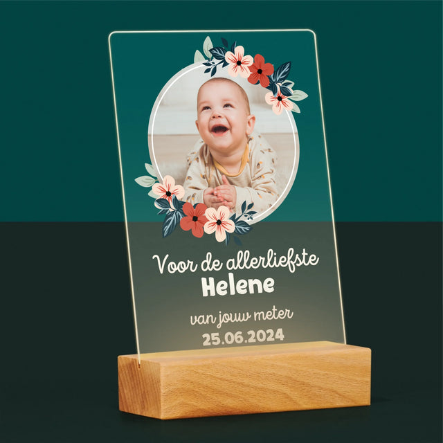 Foto En Handtekening: Voor Petekind - Afdruk Op Acrylglas (Verticaal)