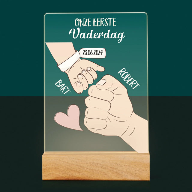 Naam En Handtekening : Eerste Vaderdag Samen - Afdruk Op Acrylglas (Verticaal)