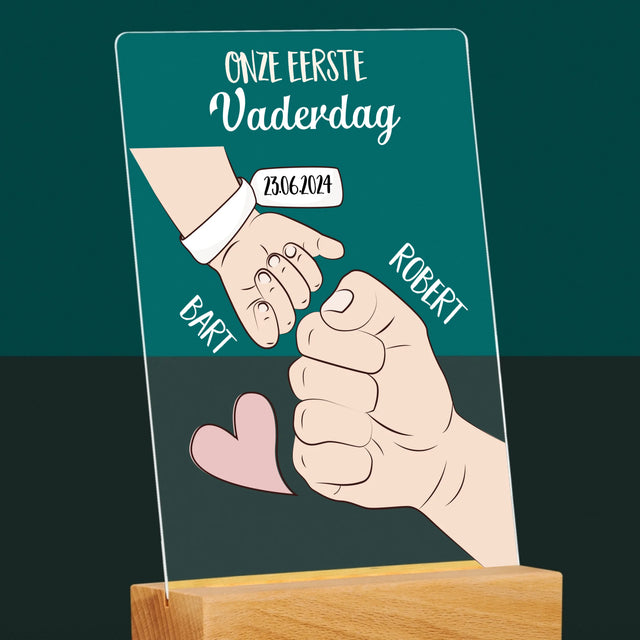 Naam En Handtekening : Eerste Vaderdag Samen - Afdruk Op Acrylglas (Verticaal)