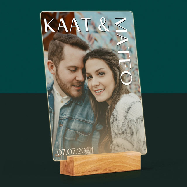 Foto En Handtekening: Namen, Trouw - Afdruk Op Acrylglas (Verticaal)