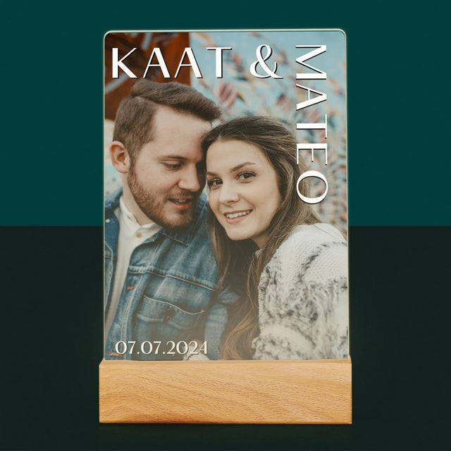 Foto En Handtekening: Namen, Trouw - Afdruk Op Acrylglas (Verticaal)