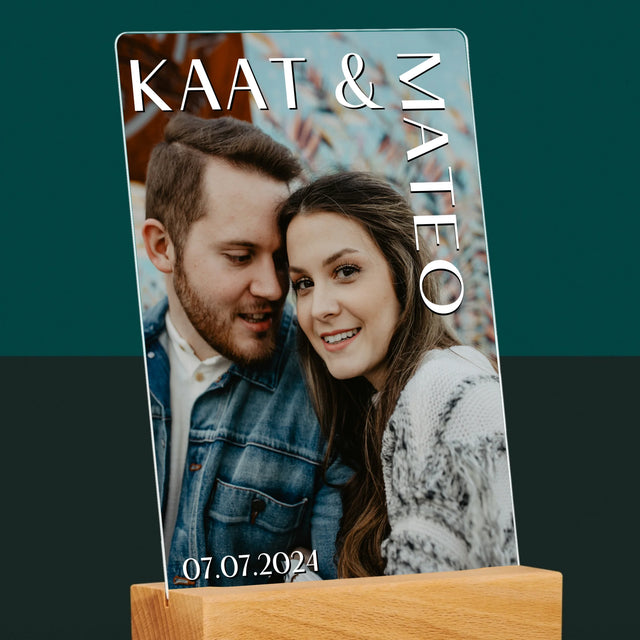 Foto En Handtekening: Namen, Trouw - Afdruk Op Acrylglas (Verticaal)