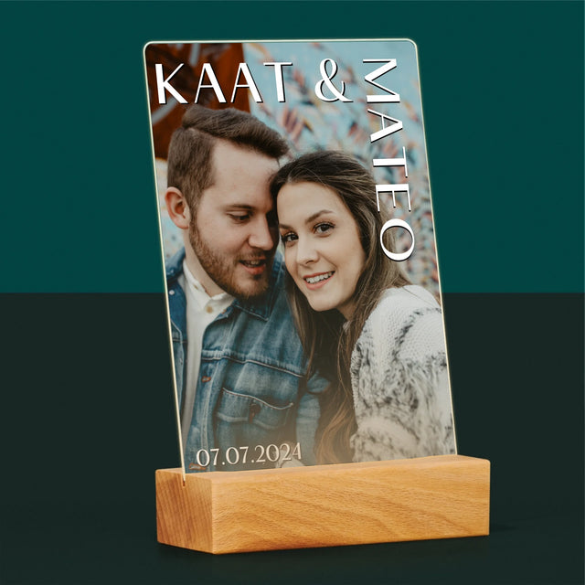 Foto En Handtekening: Namen, Trouw - Afdruk Op Acrylglas (Verticaal)