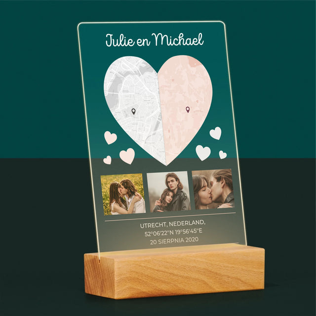 Stadsplastadsplattegrond: Twee Halve Hartjes - Afdruk Op Acrylglas (Verticaal)