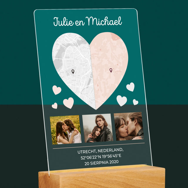 Stadsplastadsplattegrond: Twee Halve Hartjes - Afdruk Op Acrylglas (Verticaal)