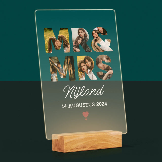 Woord Van Foto'S: Mr&Mrs - Afdruk Op Acrylglas (Verticaal)