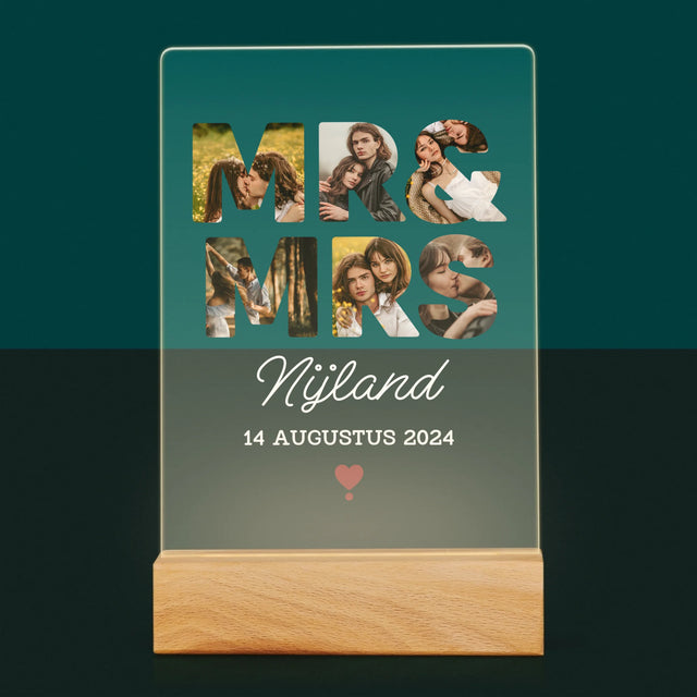 Woord Van Foto'S: Mr&Mrs - Afdruk Op Acrylglas (Verticaal)