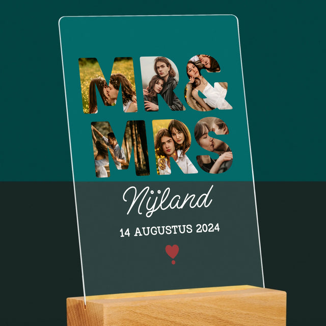 Woord Van Foto'S: Mr&Mrs - Afdruk Op Acrylglas (Verticaal)