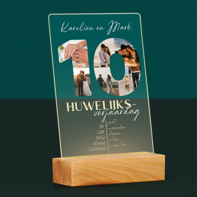 Woord Van Foto'S: 10De Huwelijksverjaardag - Afdruk Op Acrylglas (Verticaal)
