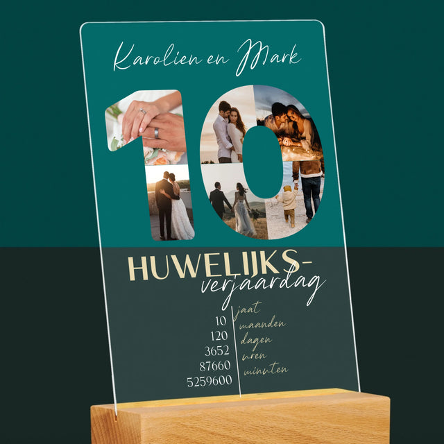 Woord Van Foto'S: 10De Huwelijksverjaardag - Afdruk Op Acrylglas (Verticaal)