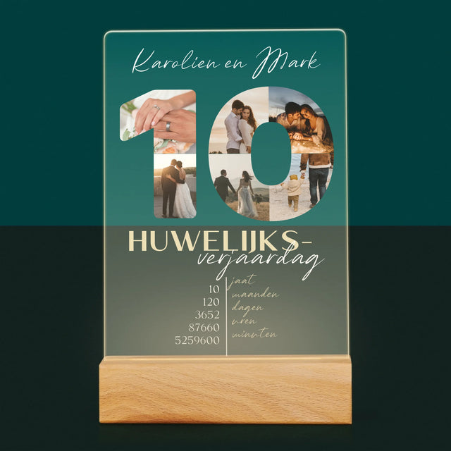 Woord Van Foto'S: 10De Huwelijksverjaardag - Afdruk Op Acrylglas (Verticaal)