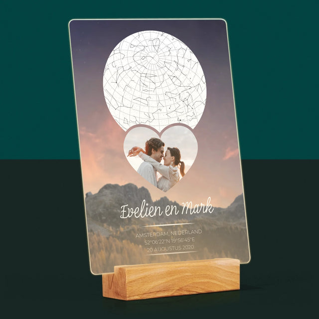 Starrenkaart: Verliefden Op De Bergen - Afdruk Op Acrylglas (Verticaal)