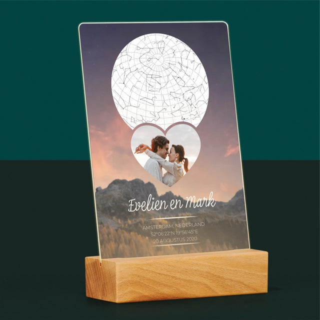 Starrenkaart: Verliefden Op De Bergen - Afdruk Op Acrylglas (Verticaal)