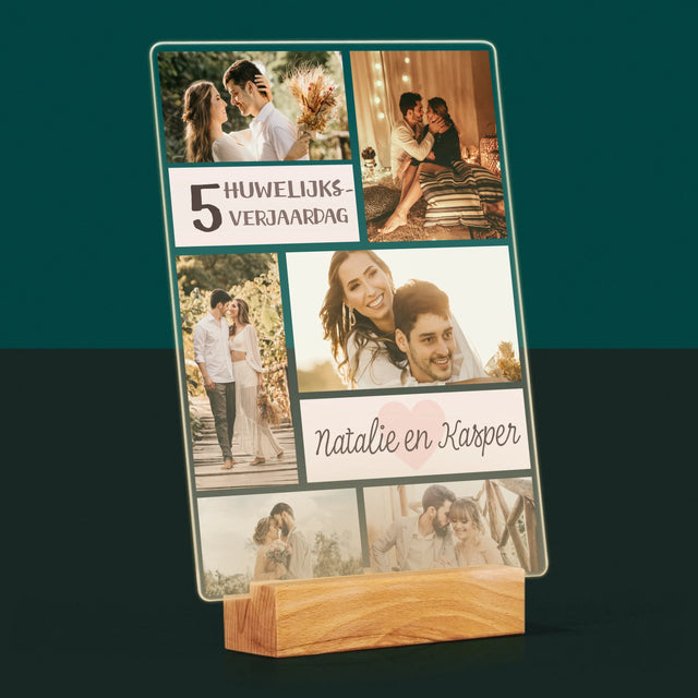 Fotocollage: 5De Huwelijksverjaardag - Afdruk Op Acrylglas (Verticaal)