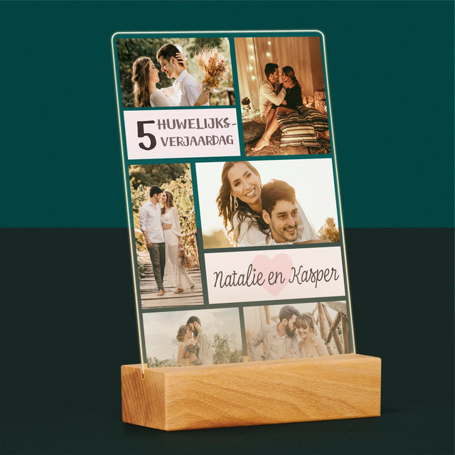 Fotocollage: 5De Huwelijksverjaardag - Afdruk Op Acrylglas (Verticaal)