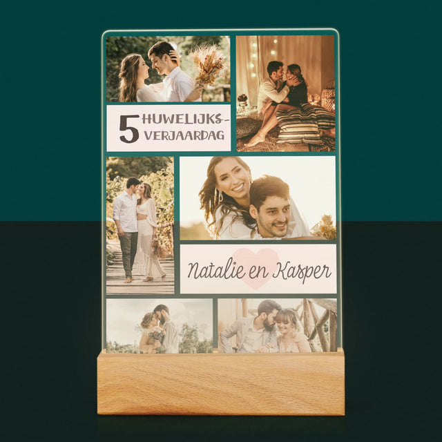 Fotocollage: 5De Huwelijksverjaardag - Afdruk Op Acrylglas (Verticaal)