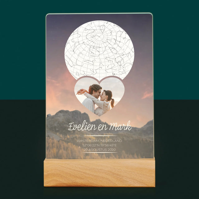 Starrenkaart: Verliefden Op De Bergen - Afdruk Op Acrylglas (Verticaal)