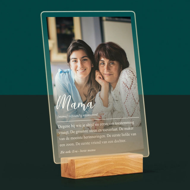 Foto En Handtekening: Mama Definitie - Afdruk Op Acrylglas (Verticaal)