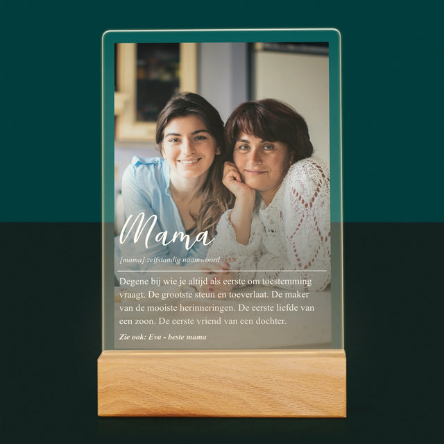 Foto En Handtekening: Mama Definitie - Afdruk Op Acrylglas (Verticaal)