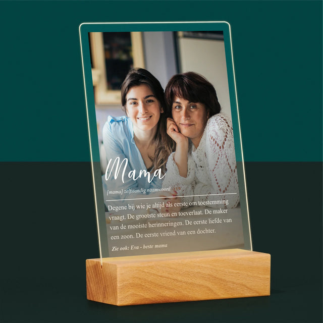 Foto En Handtekening: Mama Definitie - Afdruk Op Acrylglas (Verticaal)