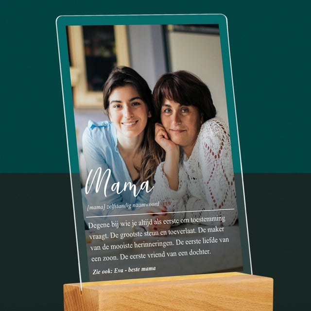 Foto En Handtekening: Mama Definitie - Afdruk Op Acrylglas (Verticaal)