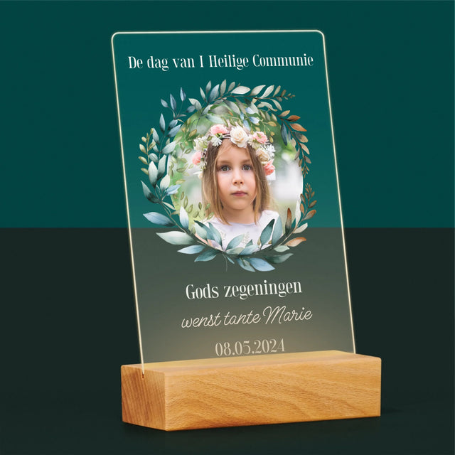 Foto En Handtekening: Op De Dag Van I Heilige Communie - Afdruk Op Acrylglas (Verticaal)