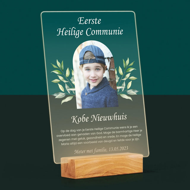 Foto En Handtekening: Eerste Heilige Communie - Afdruk Op Acrylglas (Verticaal)