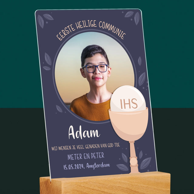 Foto En Handtekening: Eerste Heilige Communie - Afdruk Op Acrylglas (Verticaal)
