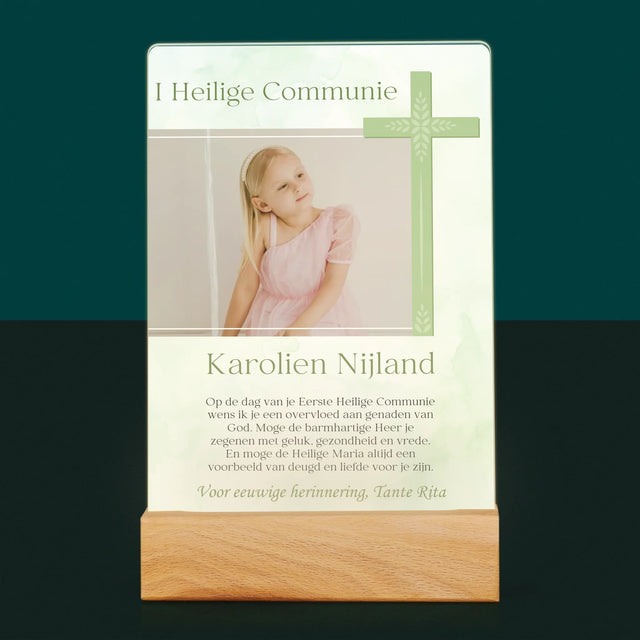 Foto En Handtekening: Communie, Foto Kruis - Afdruk Op Acrylglas (Verticaal)