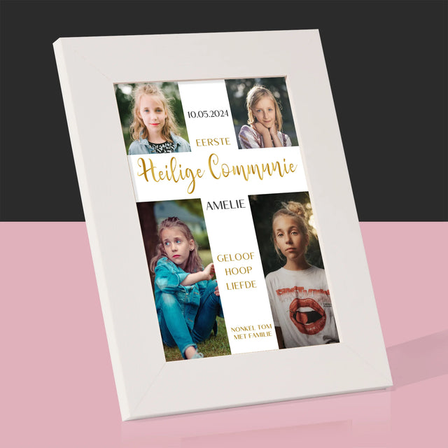 Fotocollage: Eerste Communie, Kruis - Fotokader (Horziontaal)