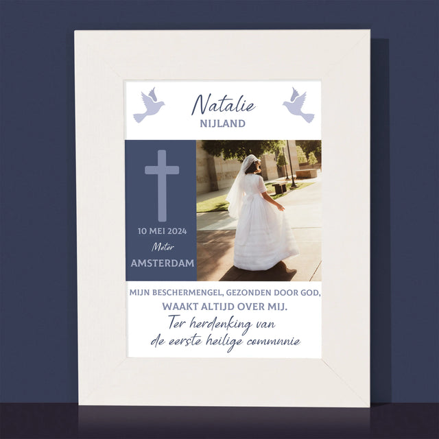 Foto En Handtekening: Communie, Beschermengel - Fotokader (Horziontaal)