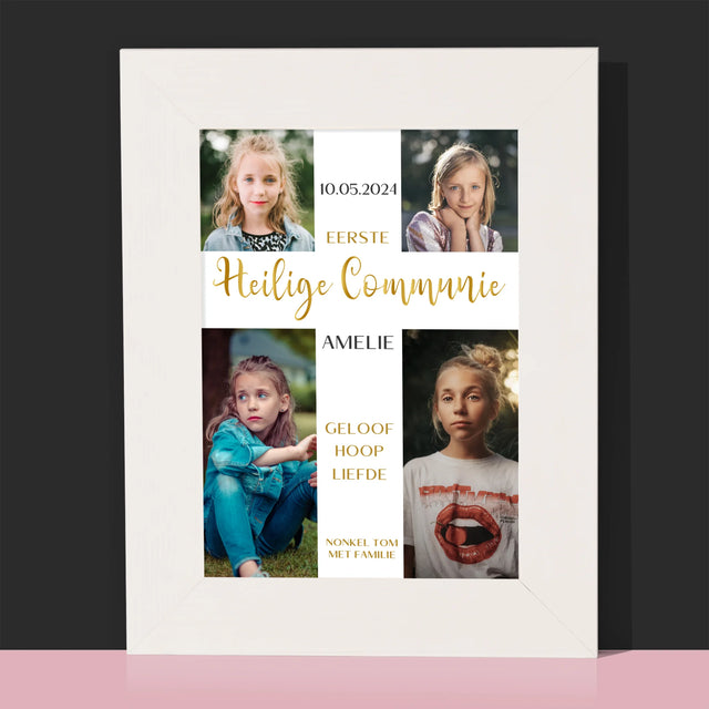 Fotocollage: Eerste Communie, Kruis - Fotokader (Horziontaal)