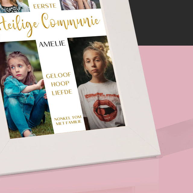 Fotocollage: Eerste Communie, Kruis - Fotokader (Horziontaal)
