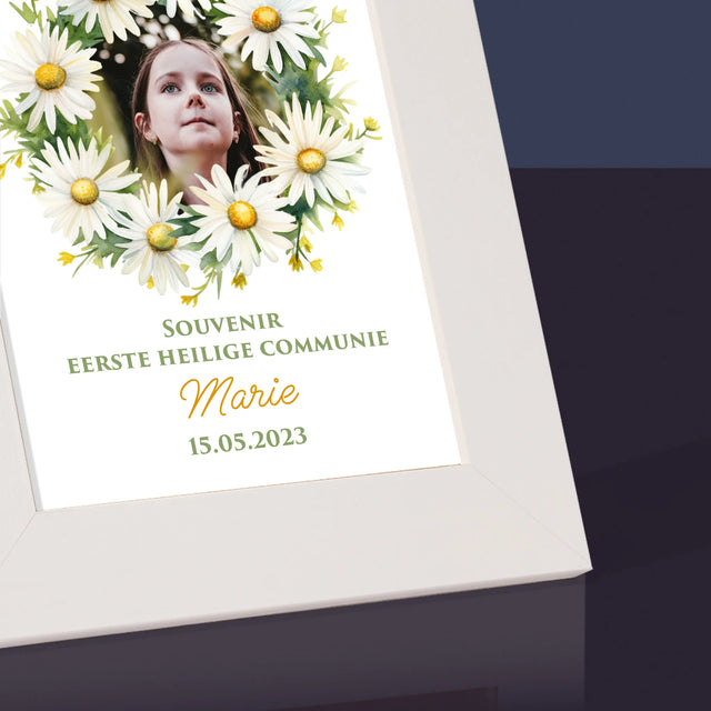 Foto En Handtekening: Souvenir Eerste Heilige Communie, Margrieten - Fotokader (Horziontaal)
