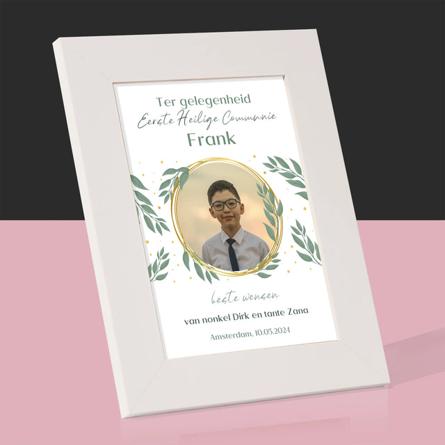 Foto En Handtekening: Ter Gelegenheid Van Eerste Heilige Communie - Fotokader (Horziontaal)