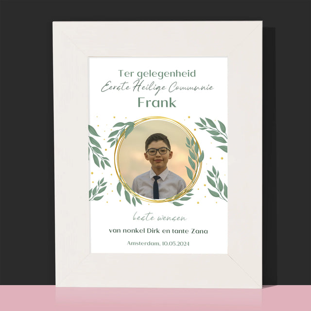Foto En Handtekening: Ter Gelegenheid Van Eerste Heilige Communie - Fotokader (Horziontaal)