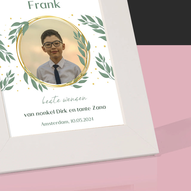 Foto En Handtekening: Ter Gelegenheid Van Eerste Heilige Communie - Fotokader (Horziontaal)