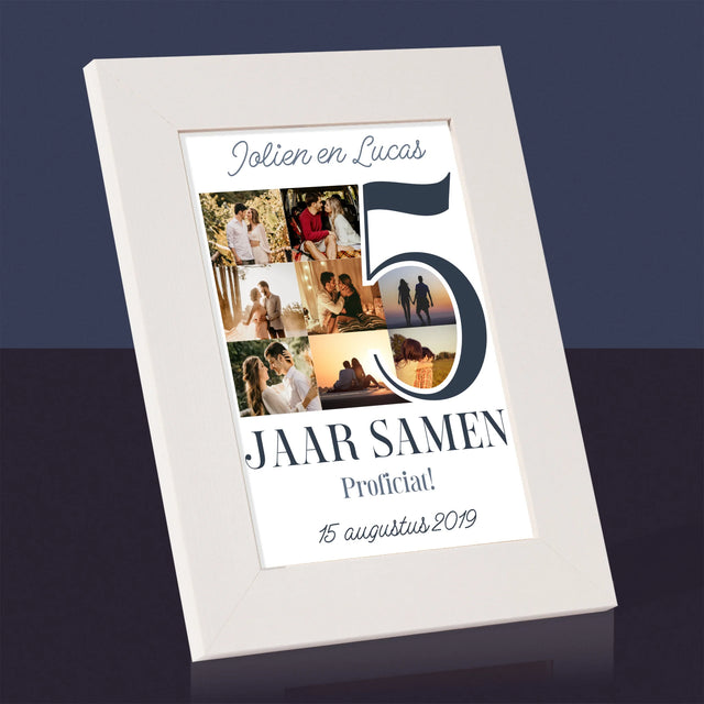 Fotocollage: 5 Jaar Samen - Fotokader (Horziontaal)