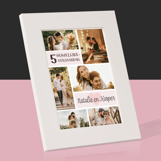 Fotocollage: 5De Huwelijksverjaardag - Fotokader (Horziontaal)