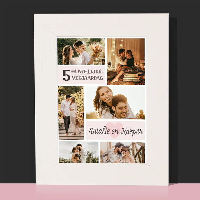Fotocollage: 5De Huwelijksverjaardag - Fotokader (Horziontaal)
