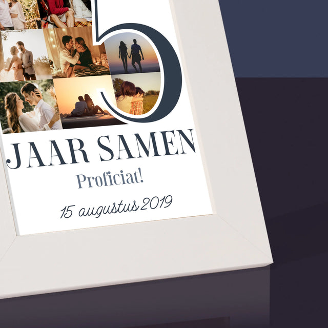 Fotocollage: 5 Jaar Samen - Fotokader (Horziontaal)