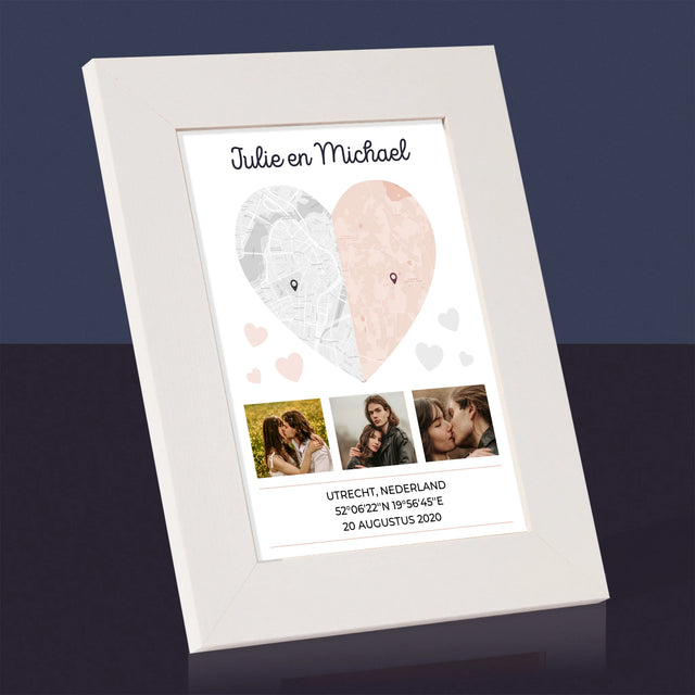 Stadsplastadsplattegrond: Twee Halve Hartjes - Fotokader (Horziontaal)