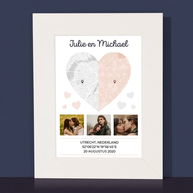 Stadsplastadsplattegrond: Twee Halve Hartjes - Fotokader (Horziontaal)