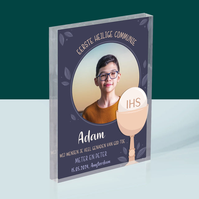 Foto En Handtekening: Eerste Heilige Communie - Acryl Blok